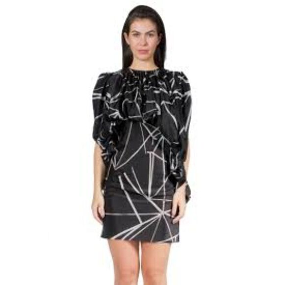 Rick Owens Dresses & Skirts - NWT Rick Ownens "The Bubble Dress" Black/White Geometric Print Cupro Dress sz 40